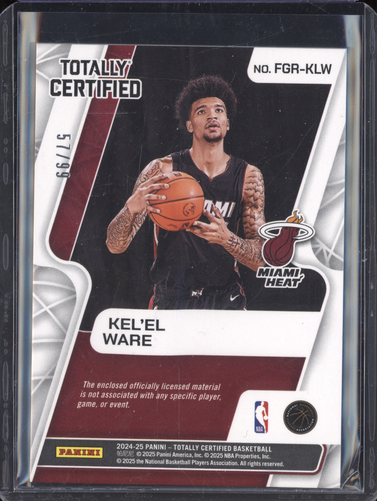 Kel'el Ware 2024-25  Totally Certified FGR-KLW Fabric of the Game Purple 57/99