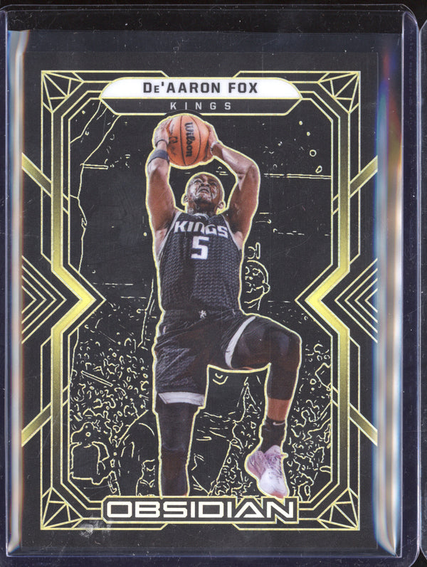 De'Aaron Fox 2021-22 Panini Obsidian 74 Yellow 5/10