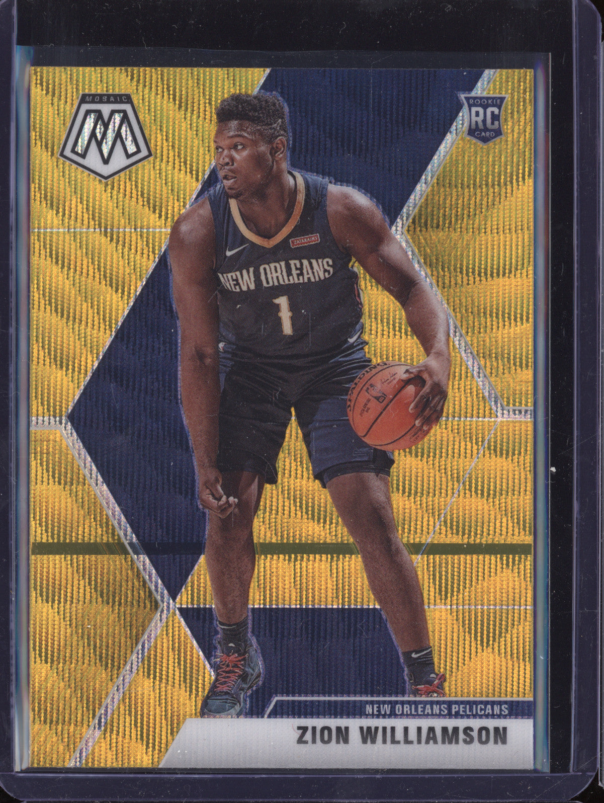 Zion Williamson 2019-20 Panini Mosaic 209 Gold Wave RC