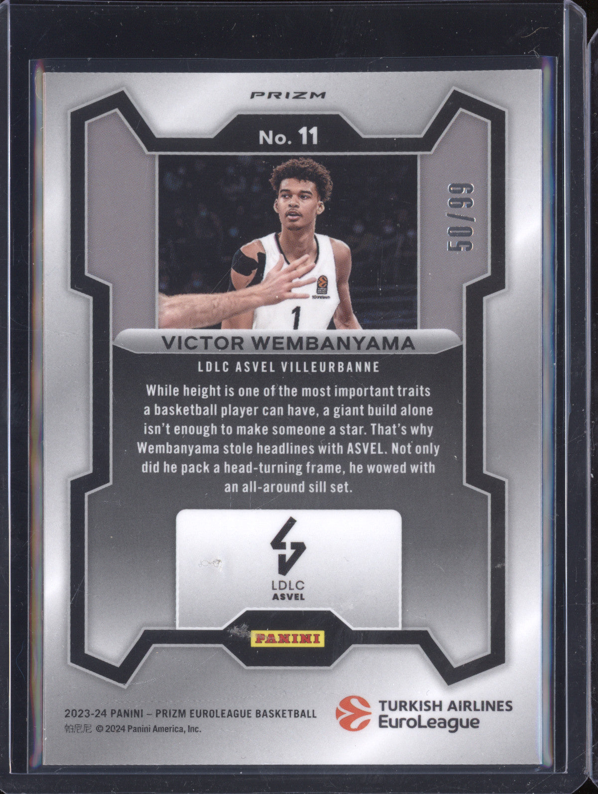 Victor Wembanyama 2023-24 Panini Prizm Euroleague 11 Purple 50/99