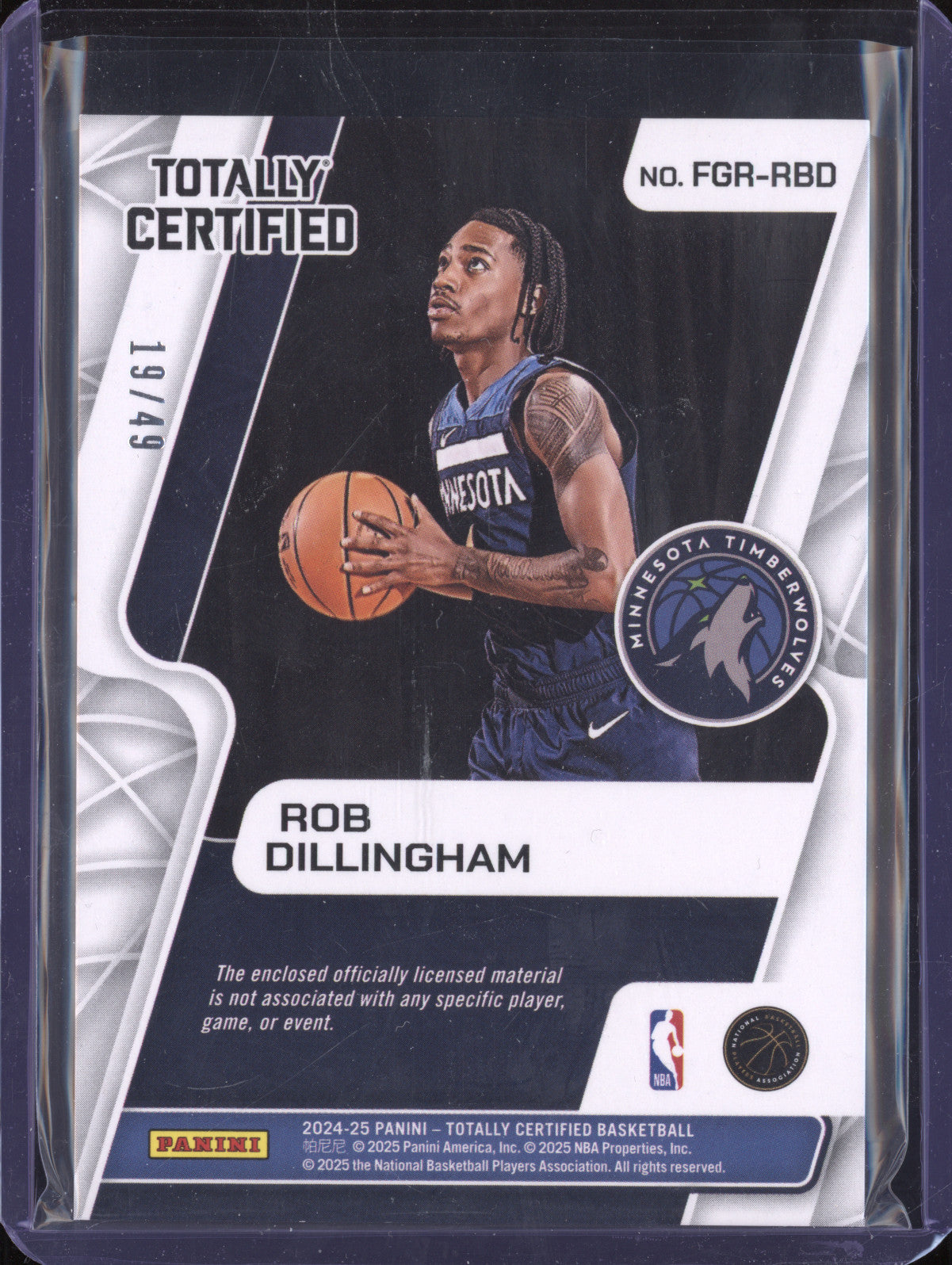 Rob Dillingham 2024-25  Totally Certified FGR-RBD Fabric of the Game Blue 19/49
