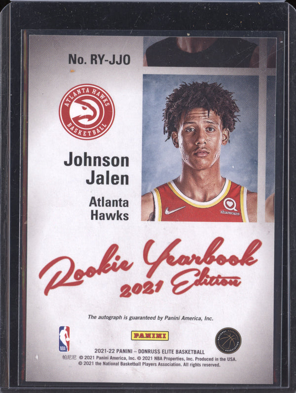 Jalen Johnson 2021-22 Panini Donruss Elite RY-JJO Rookie Yearbook Auto RC