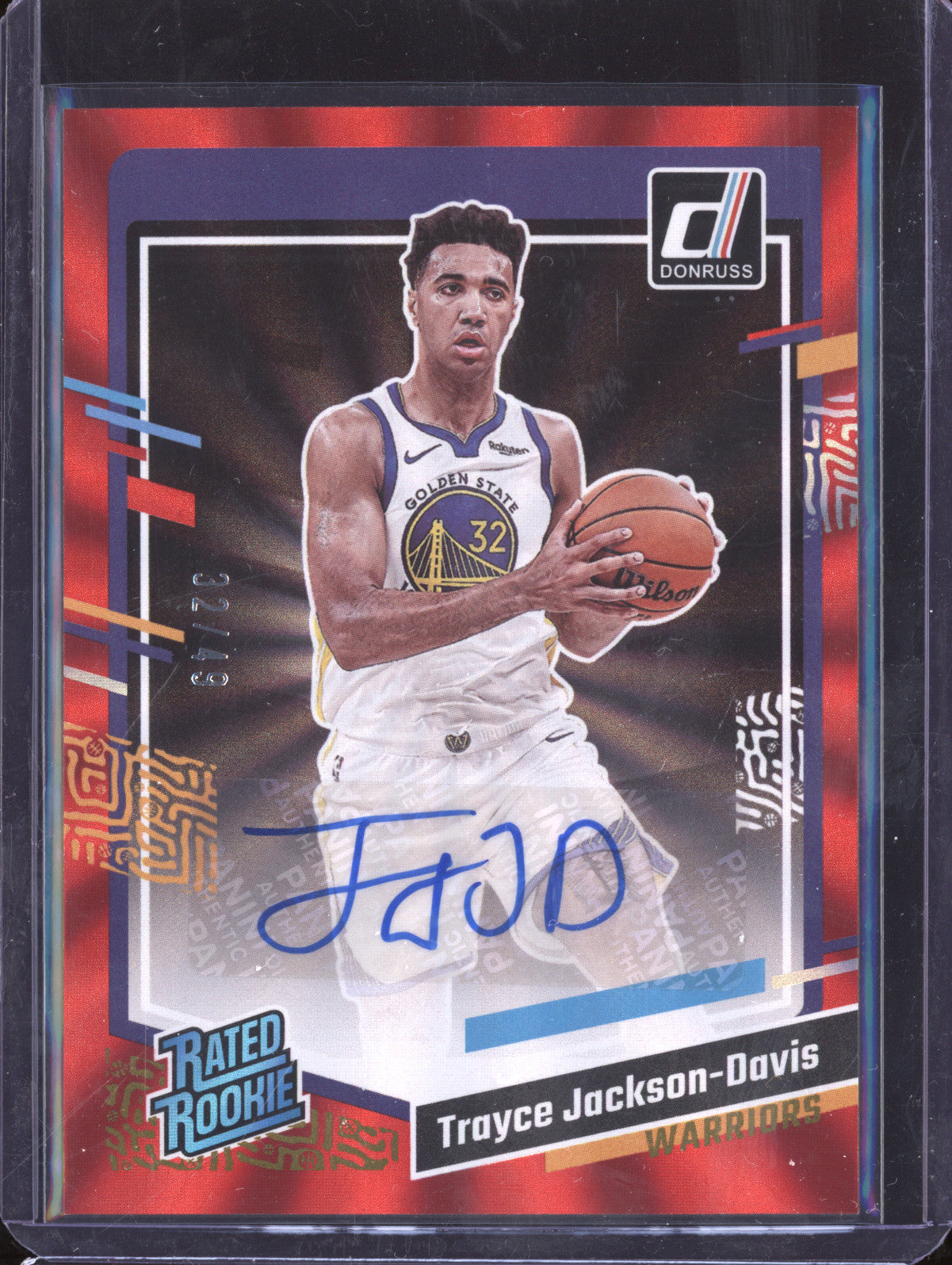 Trayce Jackson-Davis 2023-24 Panini Donruss Rookie Auto Red Laser Holo RC 32/49