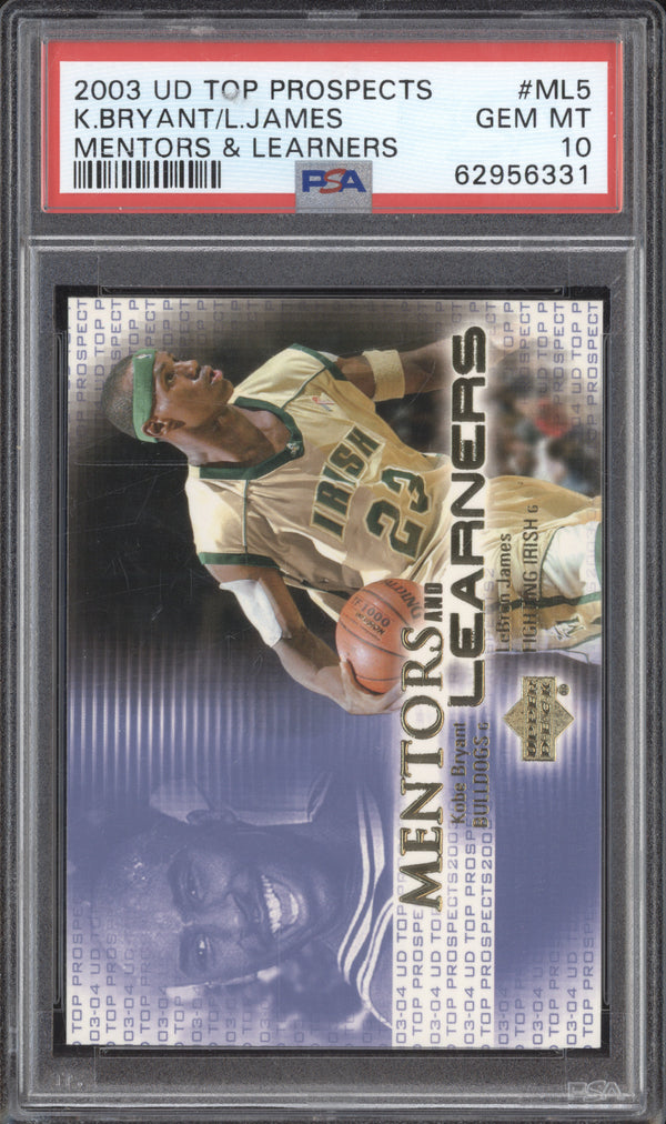 Kobe LeBron 2003-04 Upper Deck Top Prospects ML5 Mentors & Learners RC PSA 10