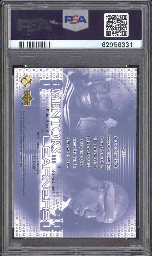 Kobe LeBron 2003-04 Upper Deck Top Prospects ML5 Mentors & Learners RC PSA 10