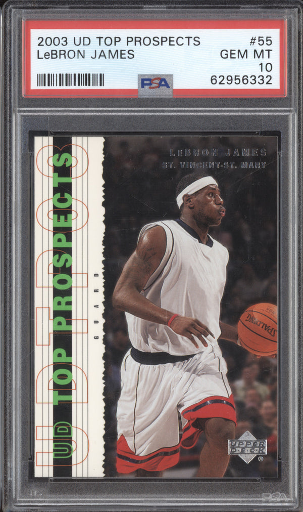 LeBron James 2003-04 Upper Deck Top Prospects 55 RC PSA 10