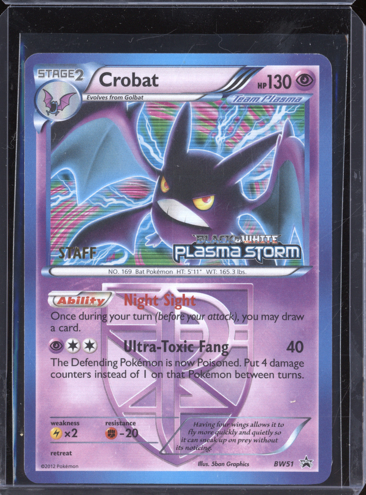 Crobat 2012 Pokemon Black & White Promos BW51 Plasma Storm Prerelease Staff