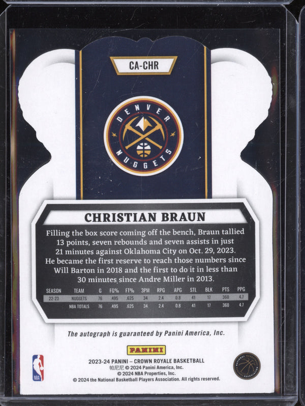 Christian Braun 2023-24 Panini Crown Royale Crown Auto Gold International 2/8