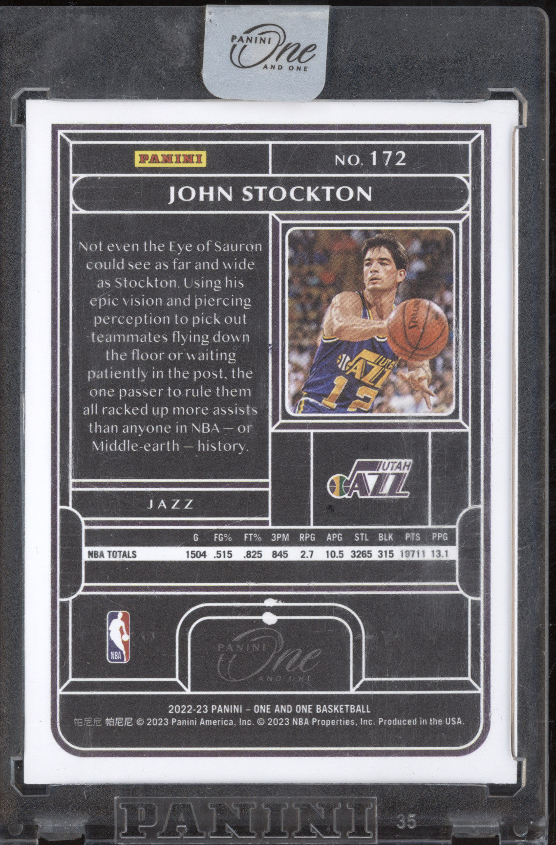 John Stockton 2022-23 Panini One and One 172 Pink FOTL 1/6