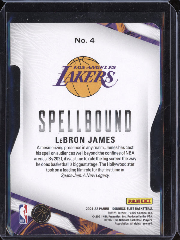 LeBron James 2021-22 Panini Donruss Elite 4 Spellbound Orange Die-Cut