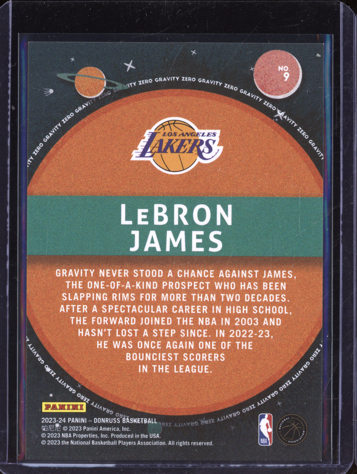 LeBron James 2023-24 Panini Donruss 9 Zero Gravity Holo Laser 10/99
