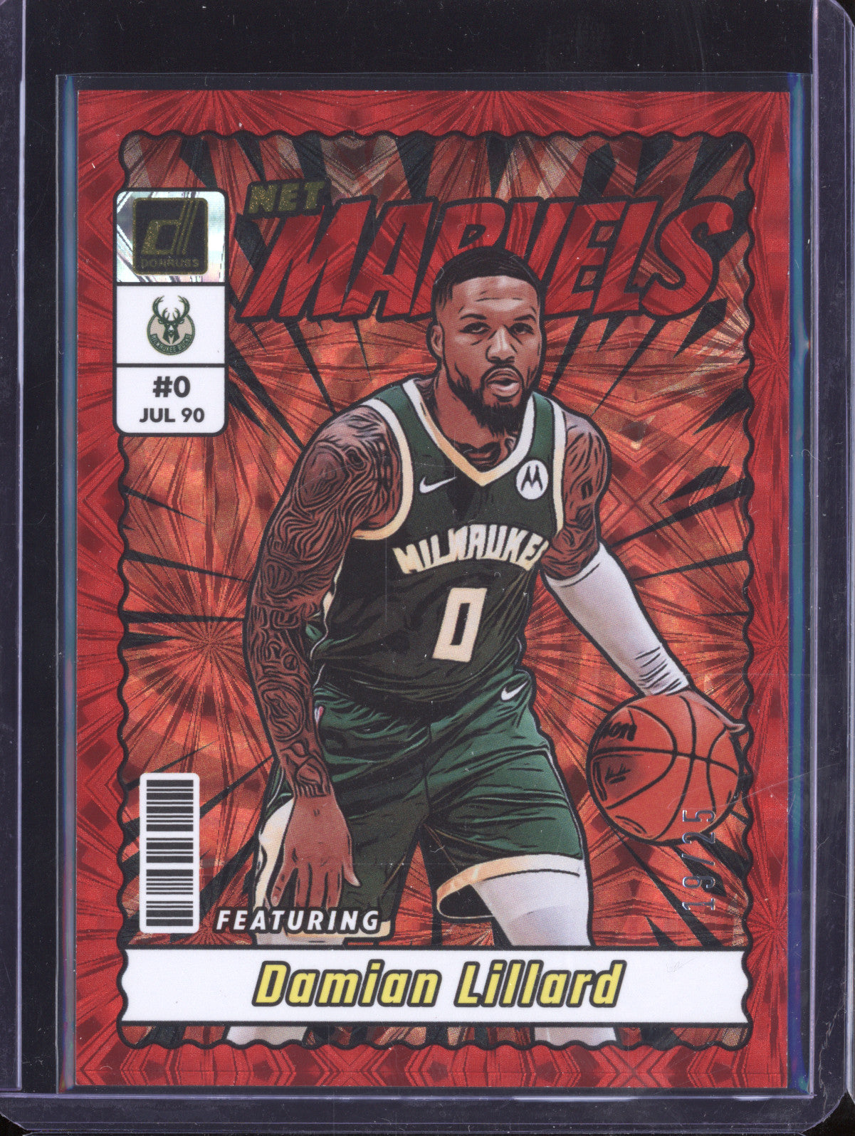 Damian Lillard 2023-24 Panini Donruss 3 Net Marvels Red Fireworks 19/25