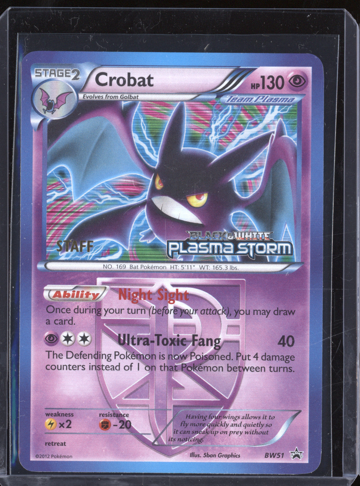 Crobat 2012 Pokemon Black & White Promos BW51 Plasma Storm Prerelease Staff