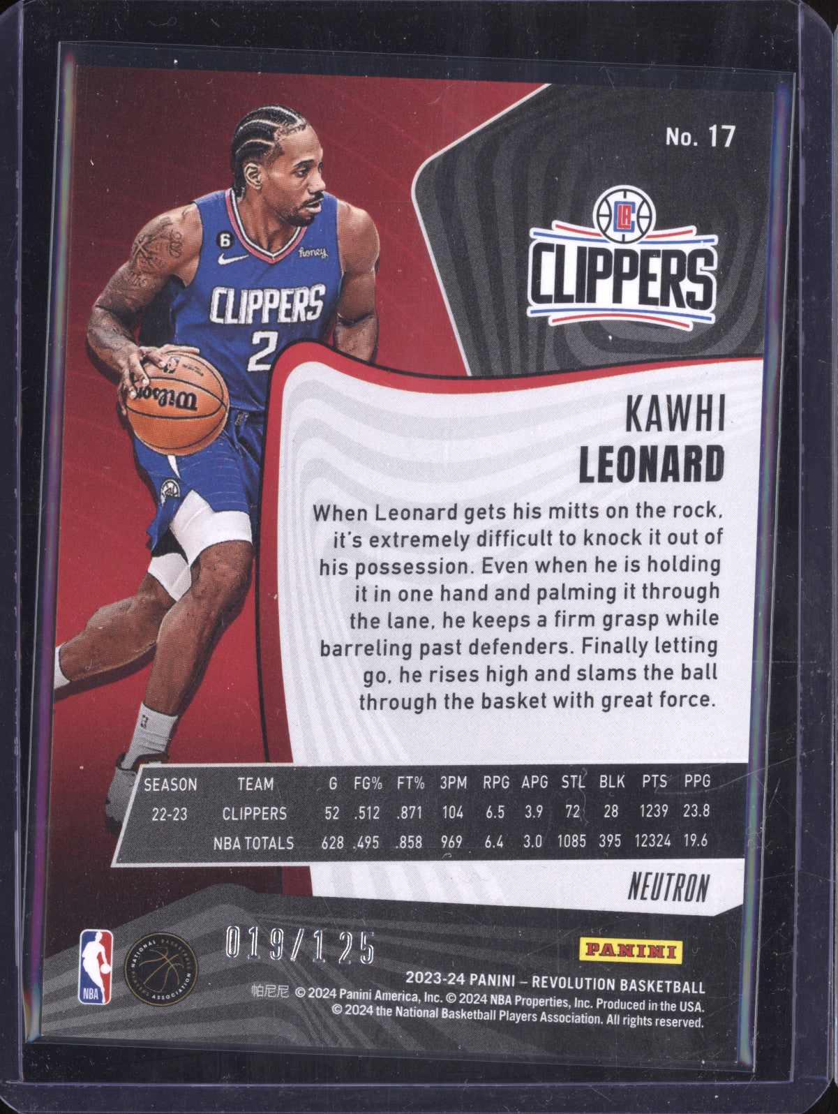 Kawhi Leonard 2023-24 Panini Revolution 17 Neutron 19/125