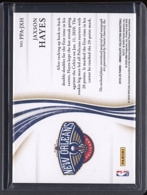 Jaxson Hayes 2019-20 Panini Immaculate PPA-JXH Premium Patch Auto Gold RC 8/10