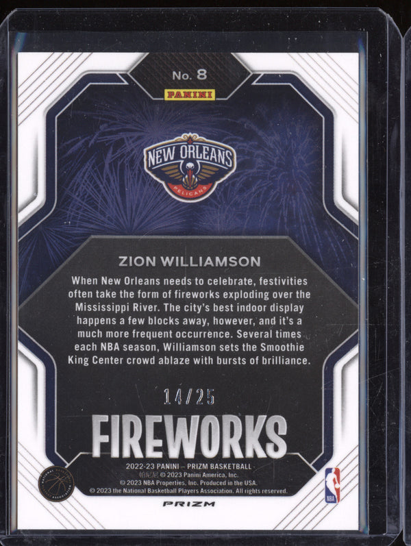 Zion Williamson 2022-23 Panini Prizm 8 Fireworks Mojo 14/25