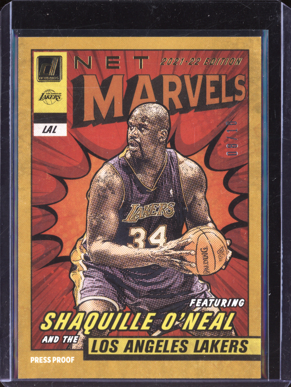 Shaquille O'Neal 2021-22 Panini Donruss 4 Net Marvels Gold Press Proof 8/10