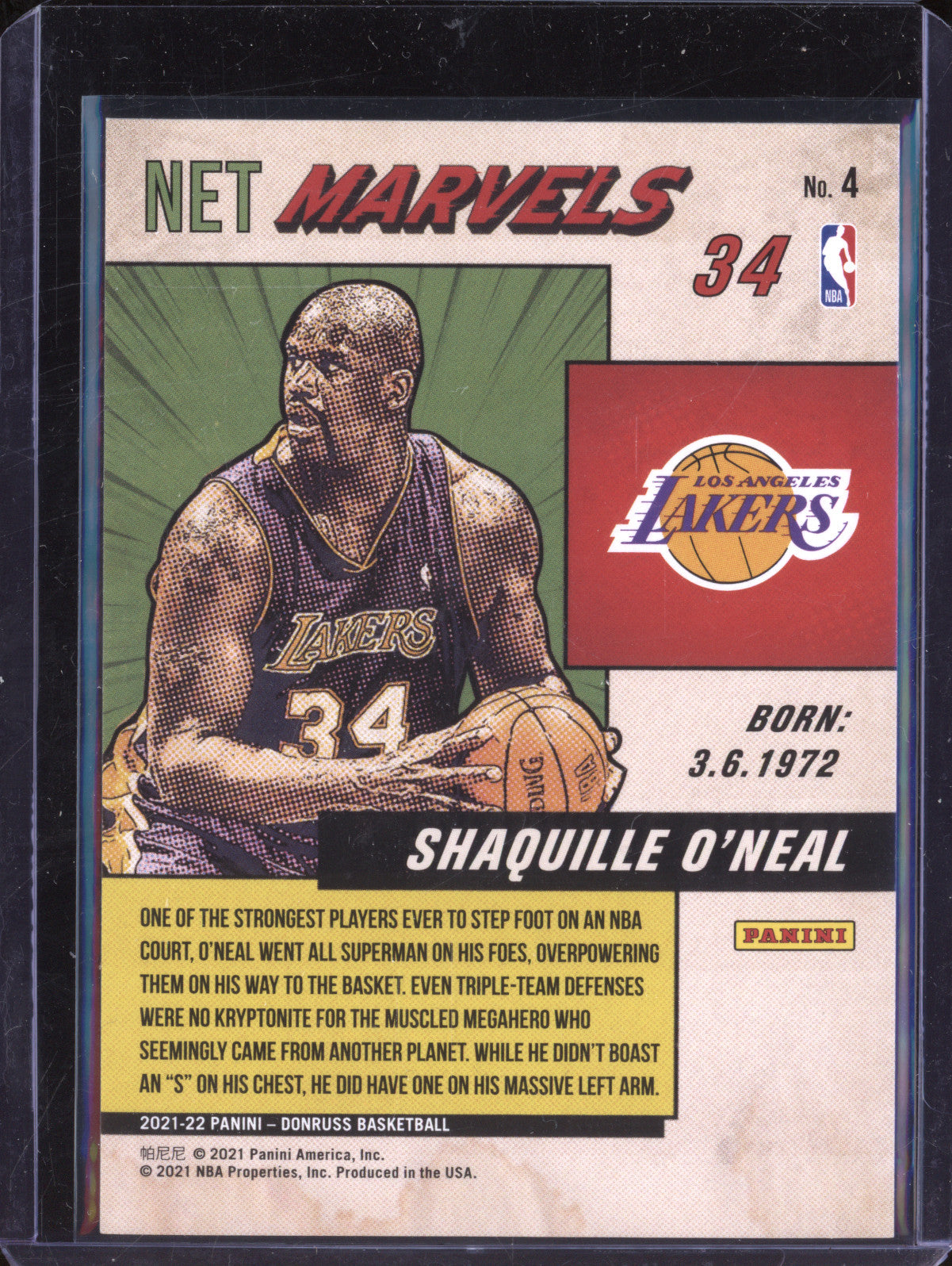 Shaquille O'Neal 2021-22 Panini Donruss 4 Net Marvels Gold Press Proof 8/10