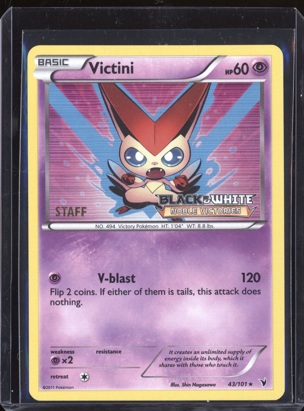 Victini 2011 Pokemon Noble Victories 43/101 Noble Victories Prerelease Staff