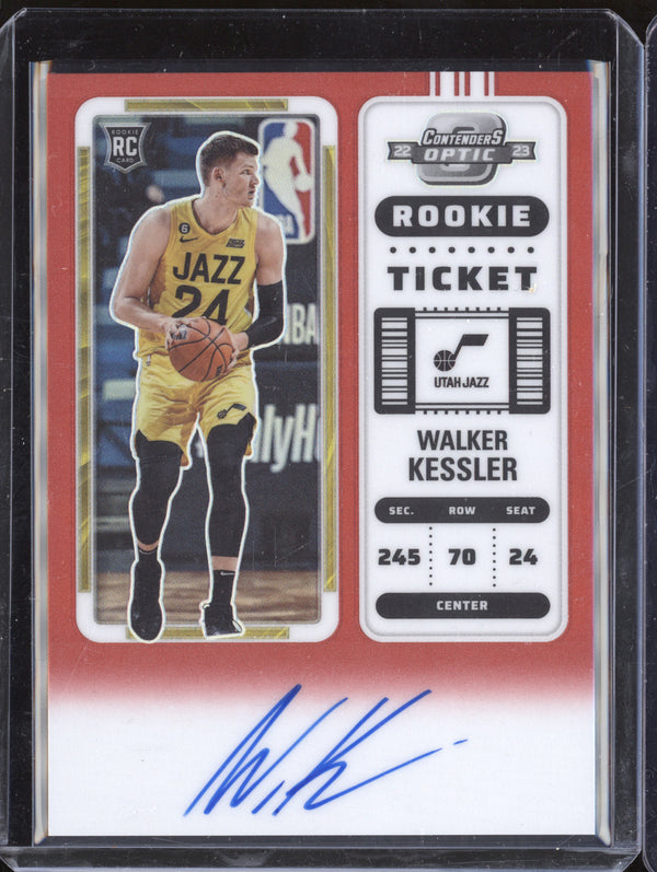 Walker Kessler 2022-23 Panini Contenders Optic Rookie Ticket Auto Red RC 39/99