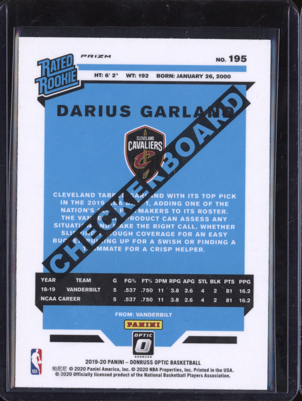 Darius Garland 2019-20 Panini Donruss Optic 195 Checkerboard RC