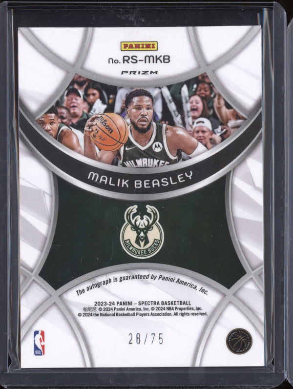 Malik Beasley 2023-24 Panini Spectra RS-MKB Radiant Auto Interstellar 28/75