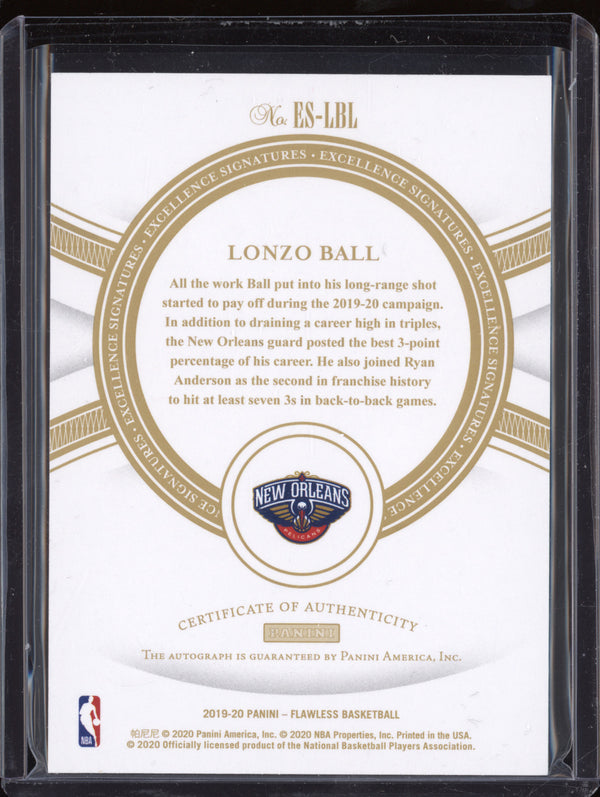 Lonzo Ball 2019-20 Panini Flawless ES-LBL Excellence Signatures 10/10