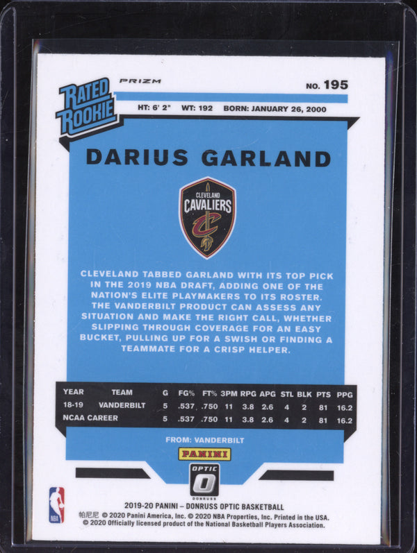 Darius Garland 2019-20 Panini Donruss Optic 195 Holo RC