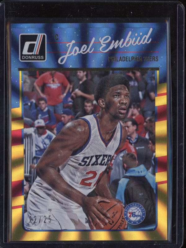 Joel Embiid 2016-17 Panini Donruss 1 Holo Yelow Laser 22/25