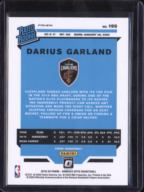 Darius Garland 2019-20 Panini Donruss Optic 195 Choice RC