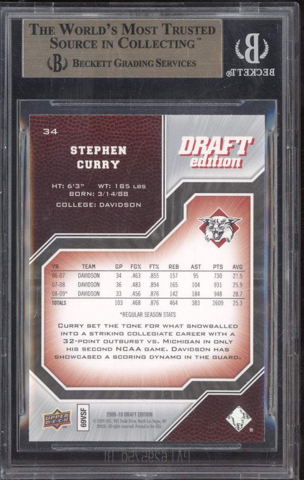 Stephen Curry 2009-10 Upper Deck Draft Edition 34 RC BGS 9.5