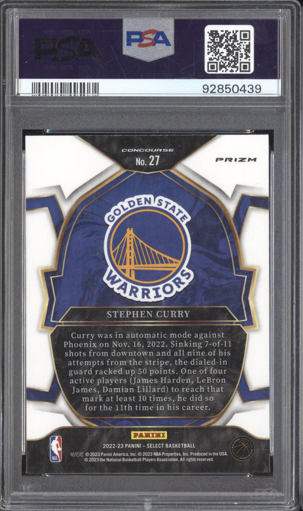 Stephen Curry 2022-23 Panini Select 27 Blue Cracked Ice PSA 10