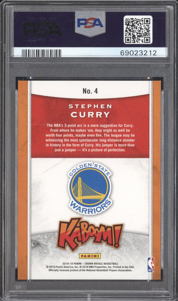 Stephen Curry 2018-19 Panini Crown Royale 4 Kaboom! PSA 8