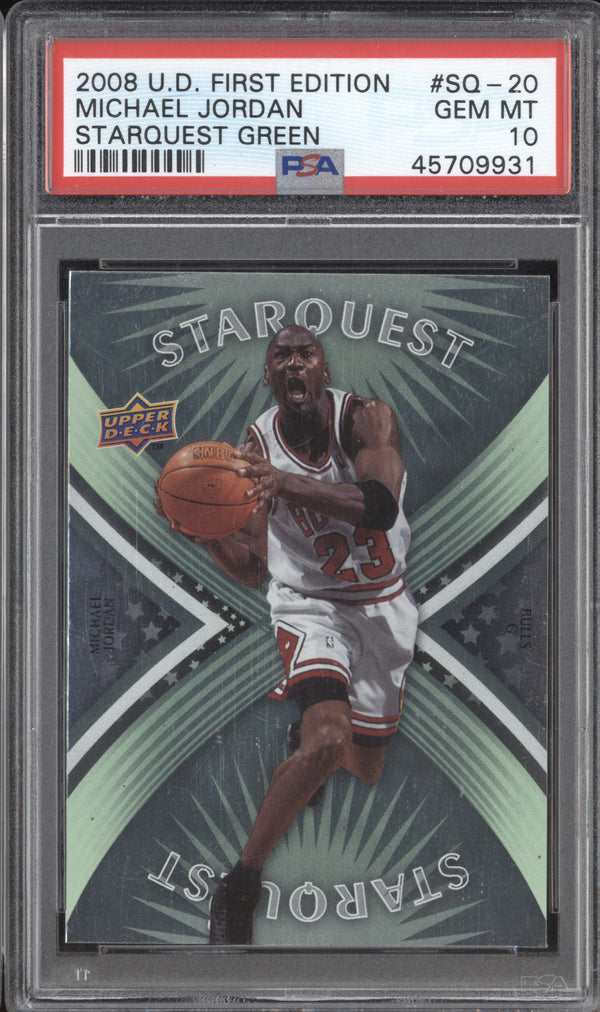 Michael Jordan 2008-09 Upper Deck First Edition SQ-20 Starquest Green PSA 10