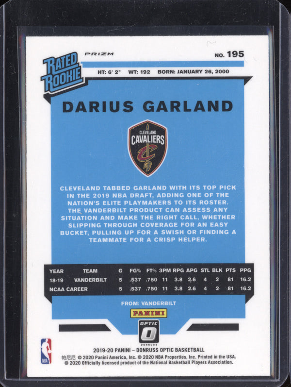 Darius Garland 2019-20 Panini Donruss Optic 195 Purple RC