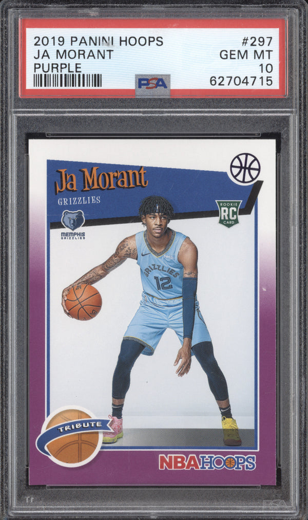 Ja Morant 2019-20 Panini Hoops 297 Purple RC PSA 10