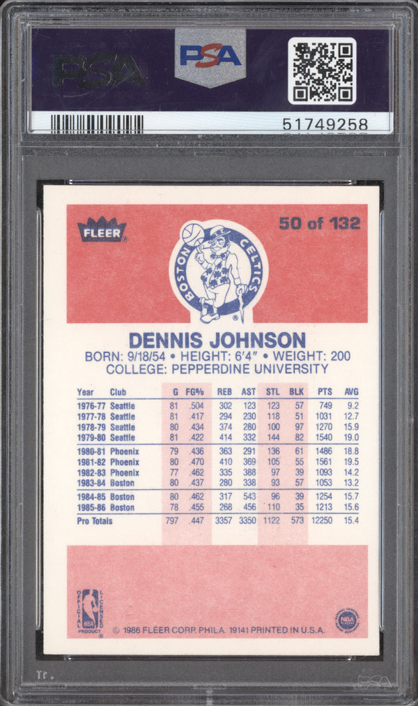 Dennis Johnson 1986-87 Fleer  50 PSA 8