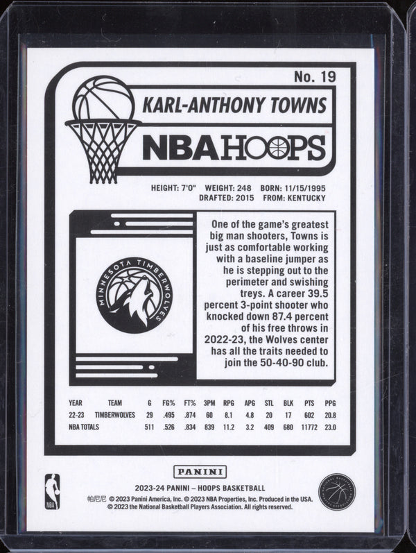 Karl-Anthony Towns 2023-24 Panini Hoops 19 Artist Proof 19/25