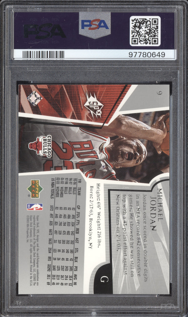 Michael Jordan 2003-04 Upper Deck SPx 9 PSA 9