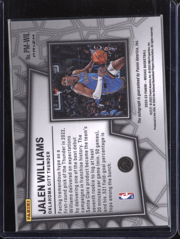 Jalen Williams 2022-23 Panini Mosaic PM-WIL Pictographs Mosaic Choice Auto