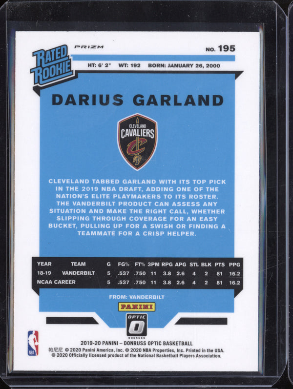 Darius Garland 2019-20 Panini Donruss Optic 195 Red Wave RC