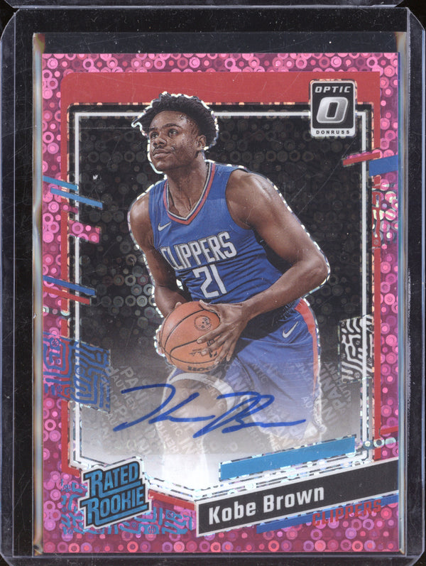 Kobe Brown 2023-24 Panini Donruss Optic 284 Rated Rookie Auto FB Pink RC 1/25