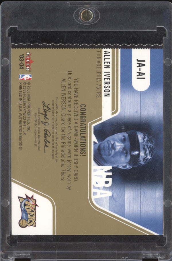 Allen Iverson 2003-04 Fleer Authentix JA-AI Jeresy Ticket Stub