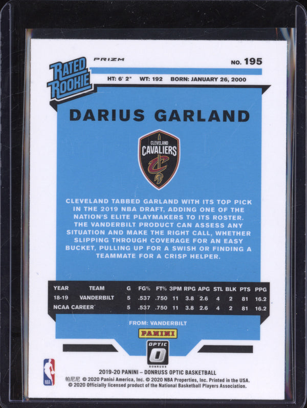 Darius Garland 2019-20 Panini Donruss Optic 195 Blue Velocity RC