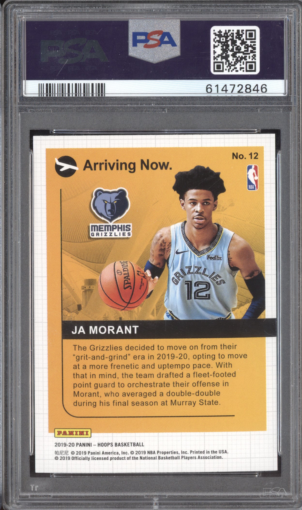 Ja Morant 2019-20 Panini Hoops 12 Arriving Now RC PSA 10