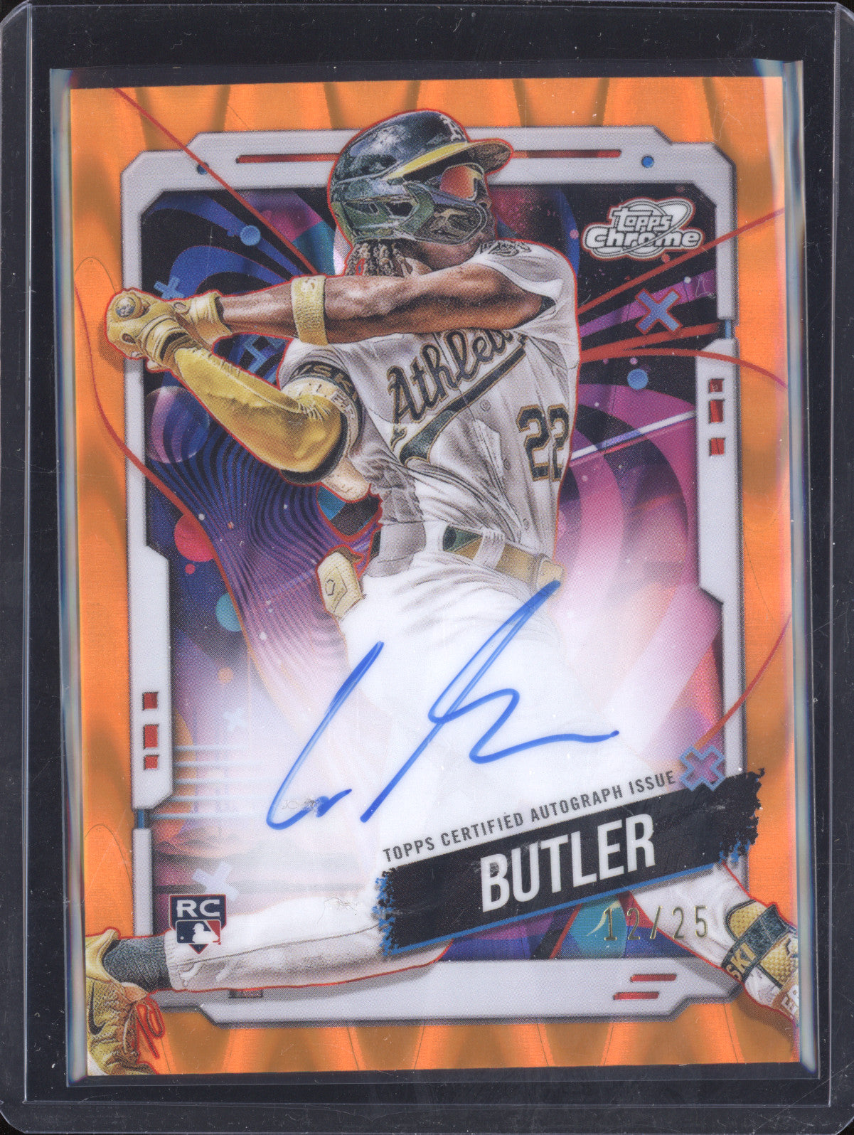Lawrence Butler 2024 Topps Cosmic Chrome CCA-LB Orange Galactic Auto RC 12/25