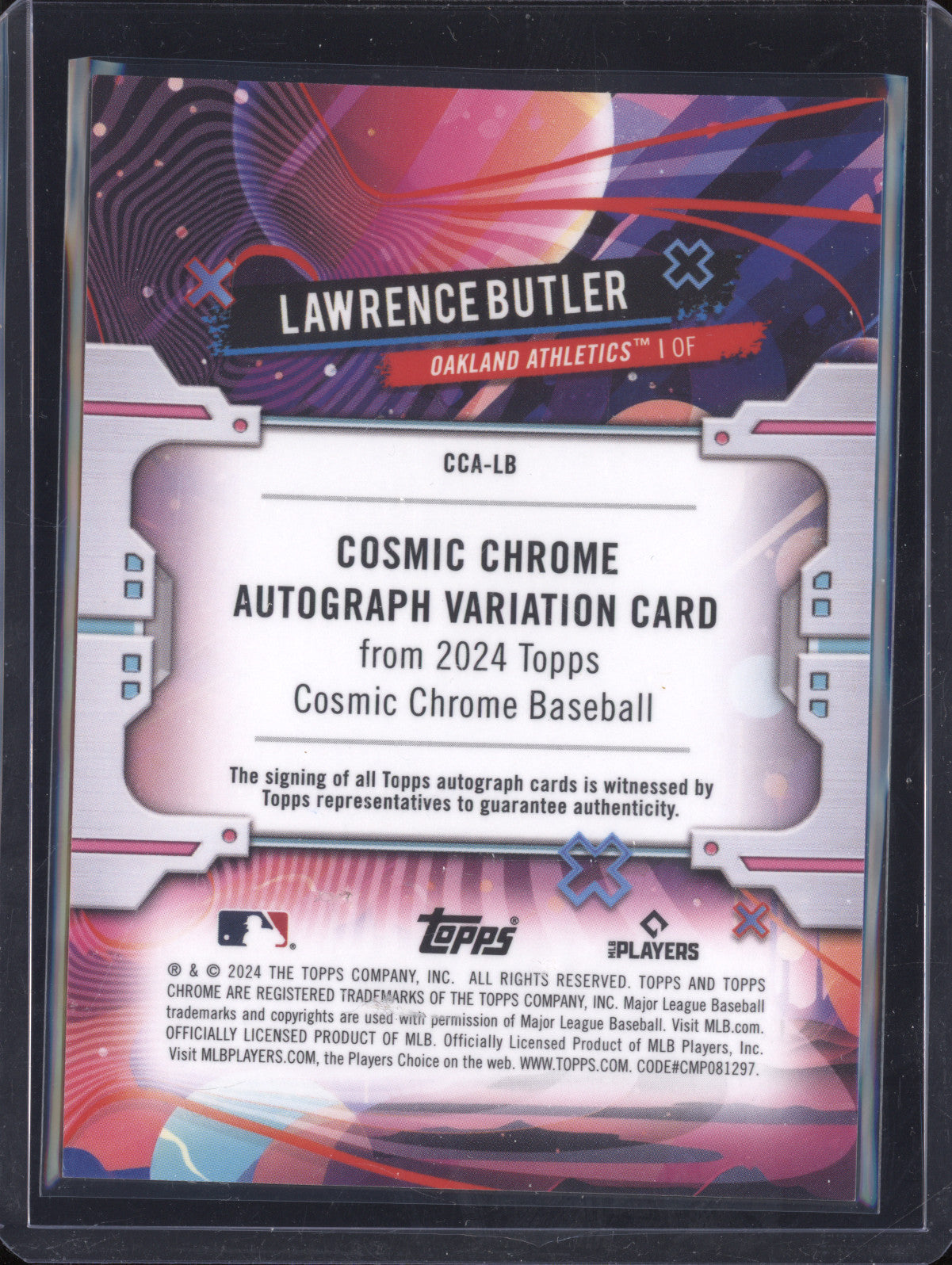 Lawrence Butler 2024 Topps Cosmic Chrome CCA-LB Orange Galactic Auto RC 12/25