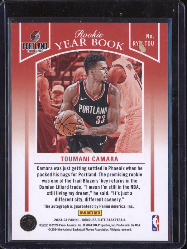 Toumani Camara 2023-24 Panini Donruss Elite Rookie Yearbook Auto Red Green RC