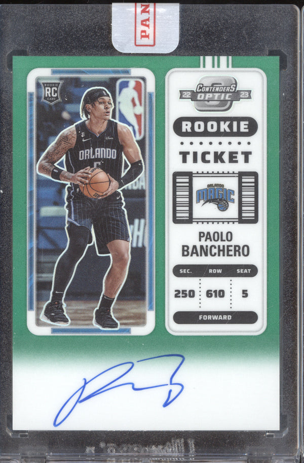 Paolo Banchero 2022-23 Panini Contenders Optic 118 Green Rookie Ticket Auto RC 56/75