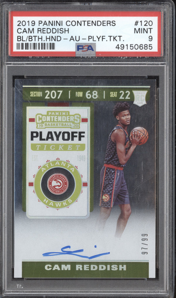 Cam Reddish 2019-20 Panini Contenders Playoff Ticket Auto Variation RC /99 PSA 9